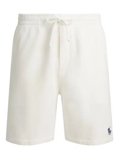 Polo Ralph Lauren Embroidered Fleece Shorts With Drawstring Waist For Men In Black