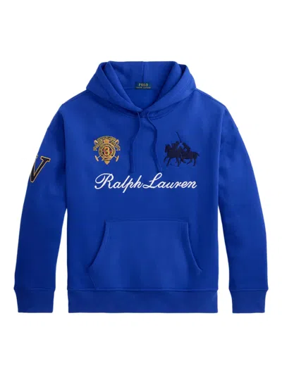 Polo Ralph Lauren Embroidered Hoodie In Blue