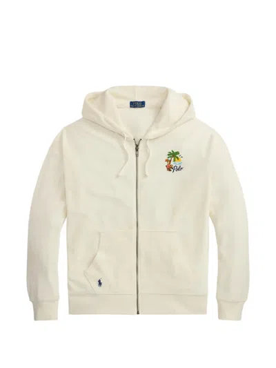 Polo Ralph Lauren Embroidered Hoodie In Neutral