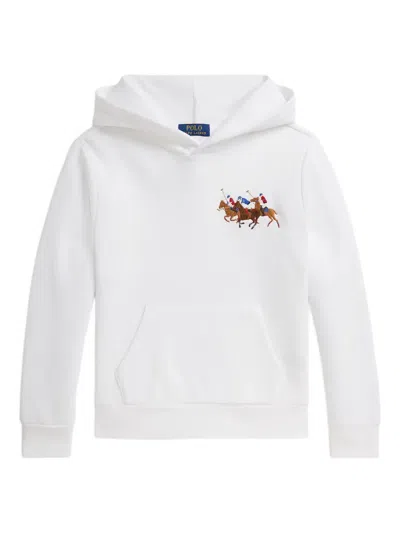 Polo Ralph Lauren Kids' Embroidered Hoodie In White