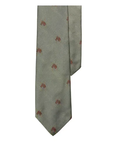 Polo Ralph Lauren Embroidered Insect Pattern Tie In Green