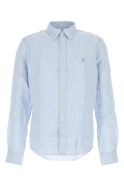 Polo Ralph Lauren Embroidered Linen Shirt In Blue