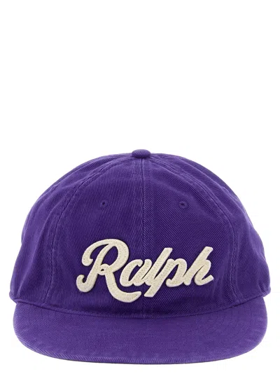 Polo Ralph Lauren Logo-embroidered Leather-trimmed Cotton-twill Baseball Cap In Purple