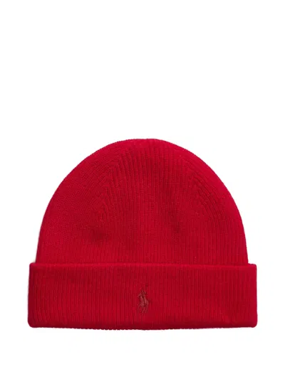 Polo Ralph Lauren Embroidered-logo Beanie Hat In Red