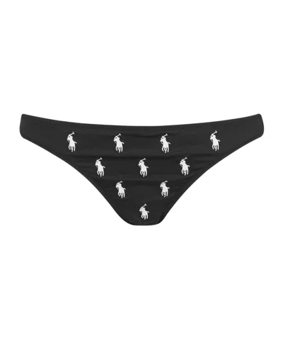 Polo Ralph Lauren Embroidered Logo Bikini Pants In Black
