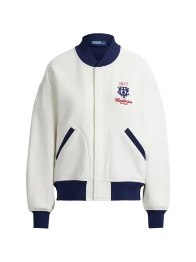 Polo Ralph Lauren Embroidered Logo Bomber Jacket In White