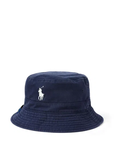 Polo Ralph Lauren Embroidered-logo Bucket Hat In Blue