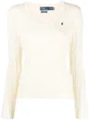 Polo Ralph Lauren Embroidered-logo Cable-knit Jumper In Neutrals