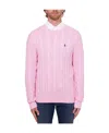 Polo Ralph Lauren Textured Cable Knit Sweater With Logo Embroidery In Pink