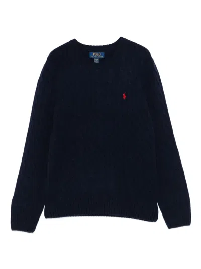 Polo Ralph Lauren Kids' Embroidered-logo Cable-knit Sweater In Black