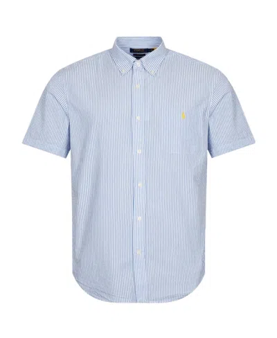 Polo Ralph Lauren Embroidered-logo Candy Stripe Shirt In Blue