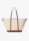 Polo Ralph Lauren Canvas Travel Bag With Leather Profiles In White