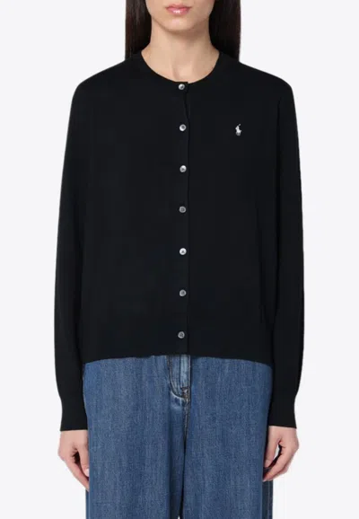 Polo Ralph Lauren Polo Pony Cardigan With Embroidery In Black