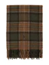 Polo Ralph Lauren Embroidered-logo Check-pattern Scarf In Multi