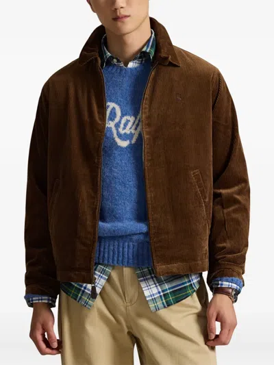 Polo Ralph Lauren Embroidered-logo Corduroy Jacket In Brown