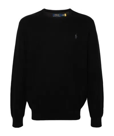 Polo Ralph Lauren Embroidered-logo Cotton Jumper In Black
