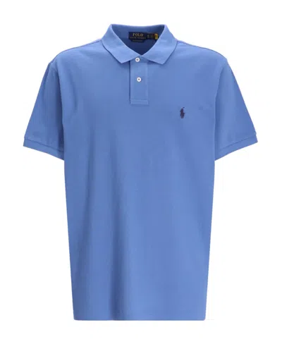 Polo Ralph Lauren Embroidered-logo Cotton Polo Shirt In Blue