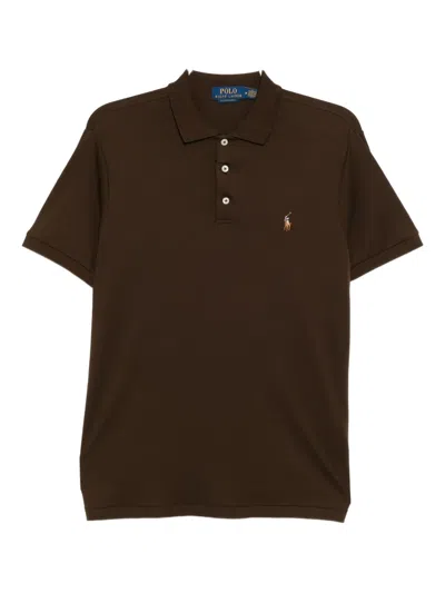 Polo Ralph Lauren Embroidered-logo Cotton Polo Shirt In Brown