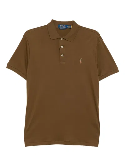 Polo Ralph Lauren Embroidered-logo Cotton Polo Shirt In Brown