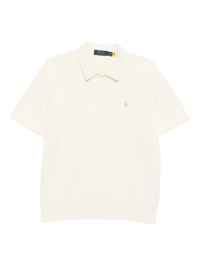 Polo Ralph Lauren Embroidered-logo Cotton Polo Shirt In Neutral