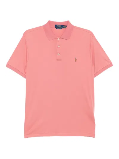 Polo Ralph Lauren Embroidered-logo Cotton Polo Shirt In Pink