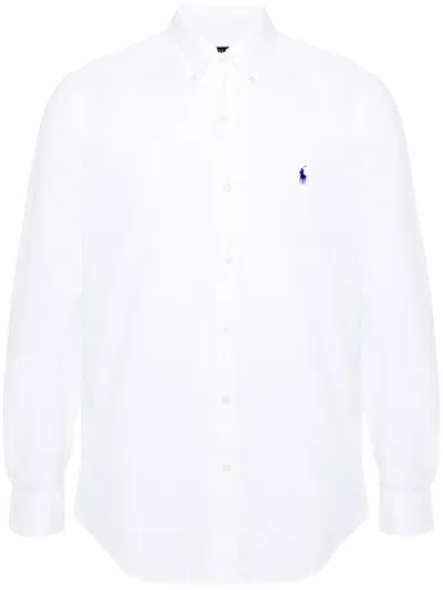 Polo Ralph Lauren Embroidered-logo Cotton Shirt In Weiss