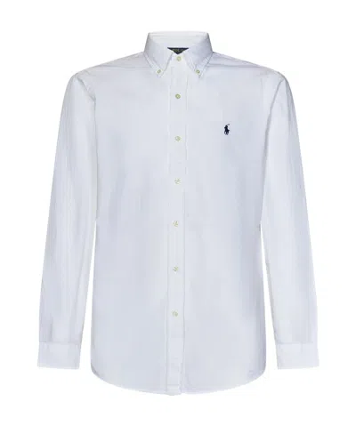 Polo Ralph Lauren Logo Embroidered Corduroy Shirt In White