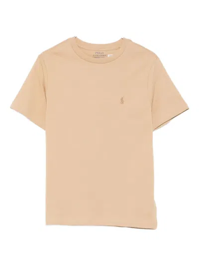 Polo Ralph Lauren Kids' Embroidered-logo Cotton T-shirt In Nude