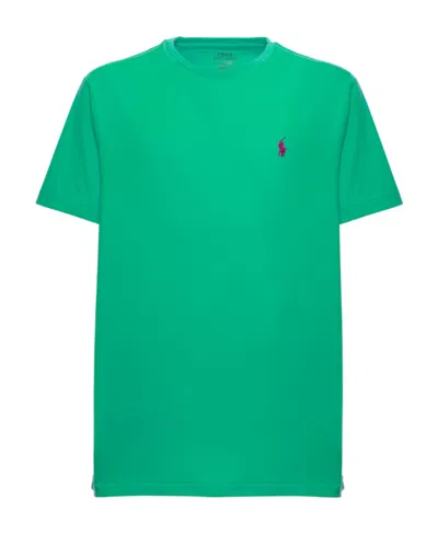 Polo Ralph Lauren Embroidered-logo Cotton T-shirt In Blue