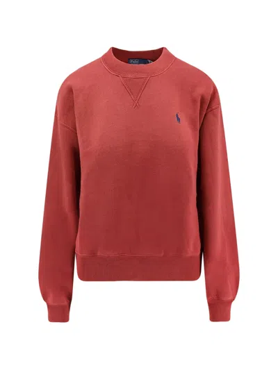 Polo Ralph Lauren Cotton Blend Sweater With Embroidered Logo On The Front In Red