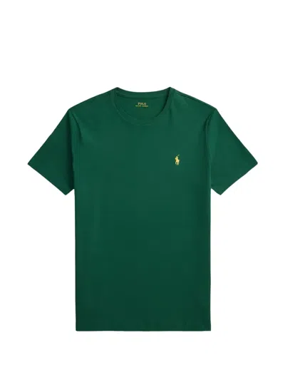 Polo Ralph Lauren Embroidered-logo Crewneck Cotton T-shirt In Green