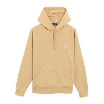 Polo Ralph Lauren Embroidered Logo Drawstring Hoodie In Beige