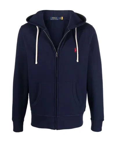 Polo Ralph Lauren Embroidered Logo Drawstring Hoodie In Black