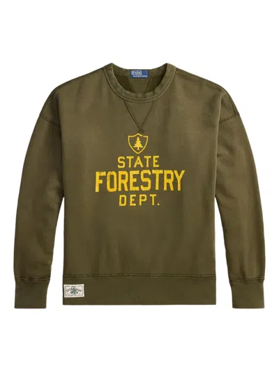 Polo Ralph Lauren Embroidered-logo Fleece Sweatshirt In Green