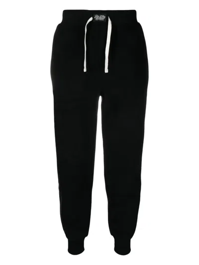 Polo Ralph Lauren Embroidered-logo Fleece Trousers In Black