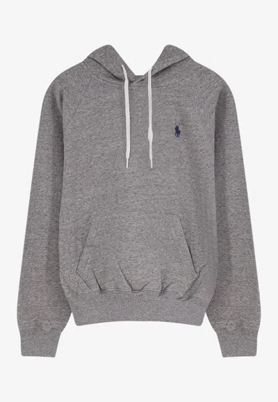 Polo Ralph Lauren Embroidered Logo Hooded Sweatshirt In Gray
