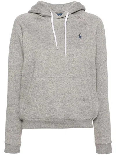 Polo Ralph Lauren Embroidered-logo Hoodie In Grey