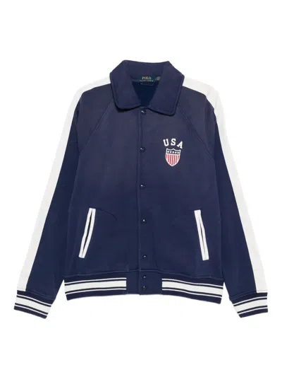 Polo Ralph Lauren Embroidered-logo Jacket In Blue