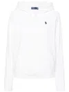 Polo Ralph Lauren Ribbed Cuff Long Sleeve Cotton Sweatshirt With Kangaroo Pocket In White