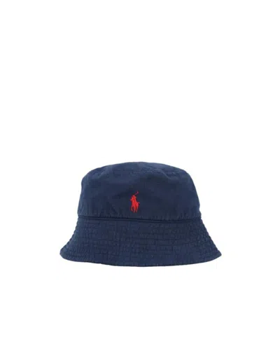 Polo Ralph Lauren Embroidered-logo Linen Bucket Hat In Blue