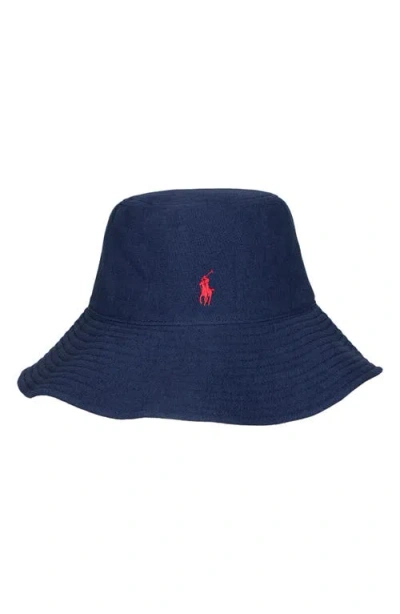 Polo Ralph Lauren Embroidered Logo Linen Bucket Hat In Blue