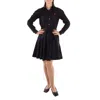 Polo Ralph Lauren Embroidered Logo Long Sleeve Cotton Dress In Black