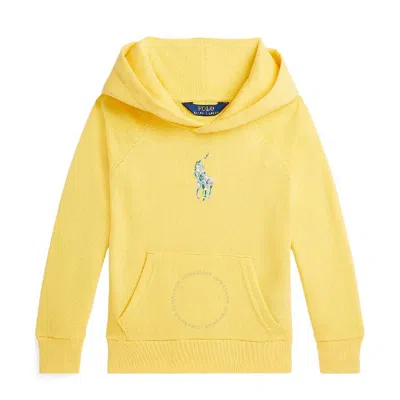 Polo Ralph Lauren Embroidered-logo Long Sleeve Hoodie In Yellow