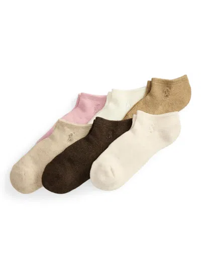 Polo Ralph Lauren Embroidered-logo Low-cut Socks (pack Of Six) In Neutral