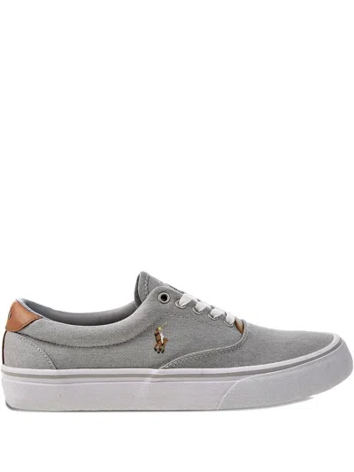 Polo Ralph Lauren Embroidered-logo Low-top Trainers In Gray
