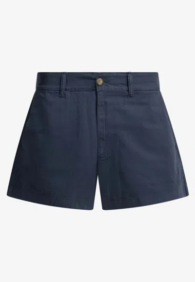 Polo Ralph Lauren Embroidered Logo Mini Chino Shorts In Blue