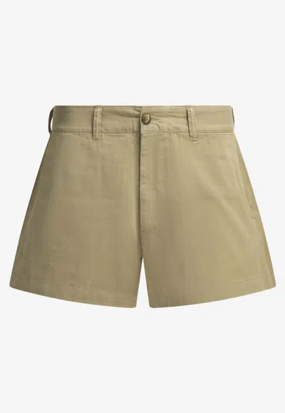 Polo Ralph Lauren Embroidered Logo Mini Chino Shorts In Brown