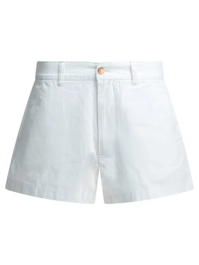Polo Ralph Lauren Embroidered Logo Mini Chino Shorts In White