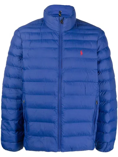 Polo Ralph Lauren Embroidered-logo Padded Jacket In Blue