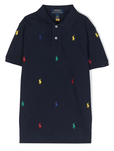 Polo Ralph Lauren Kids' Embroidered-logo Piqué Polo Shirt In Blue